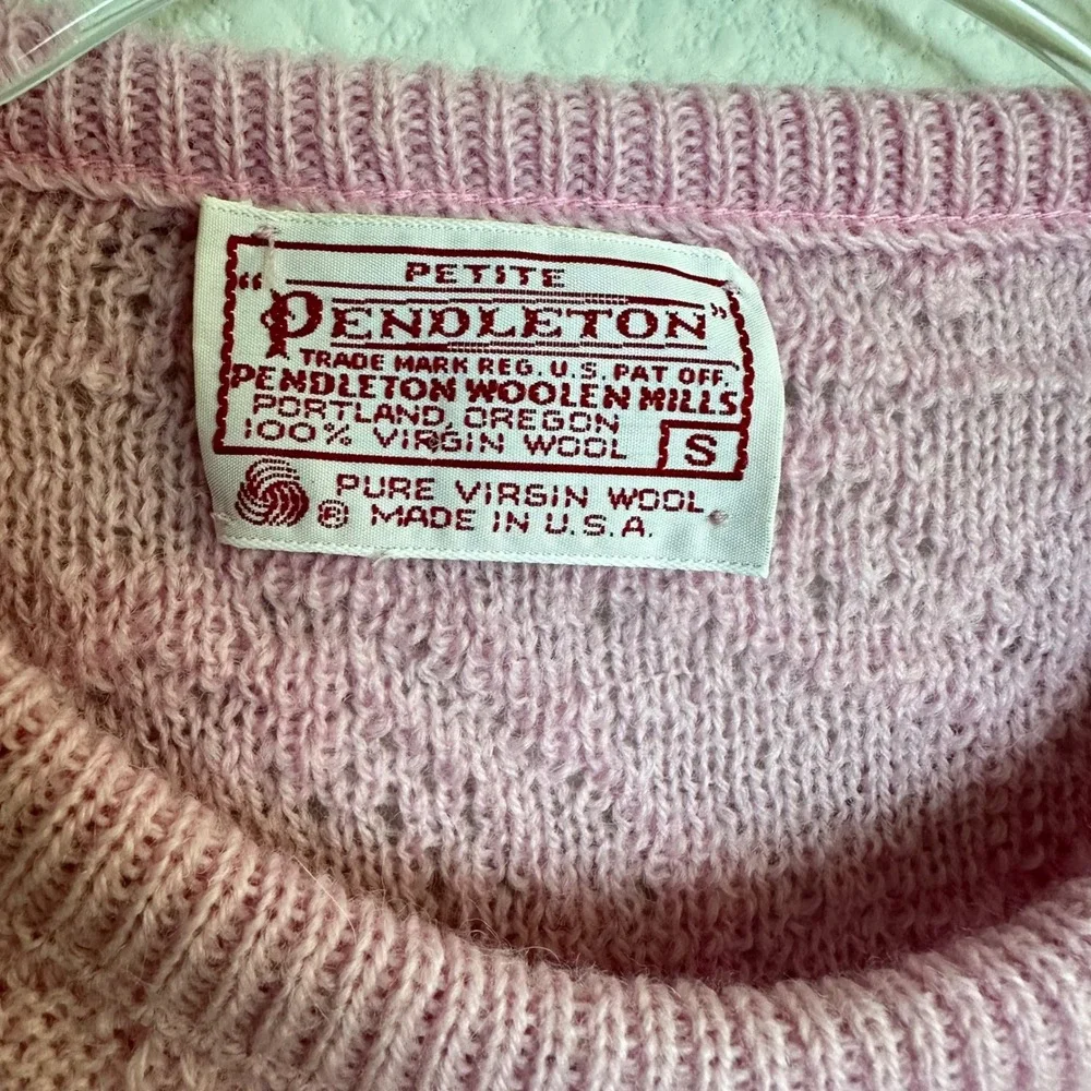 Pendleton Vintage Pink Wool Pointelle Knit Sweater Vest‎ Petite Small USA Made